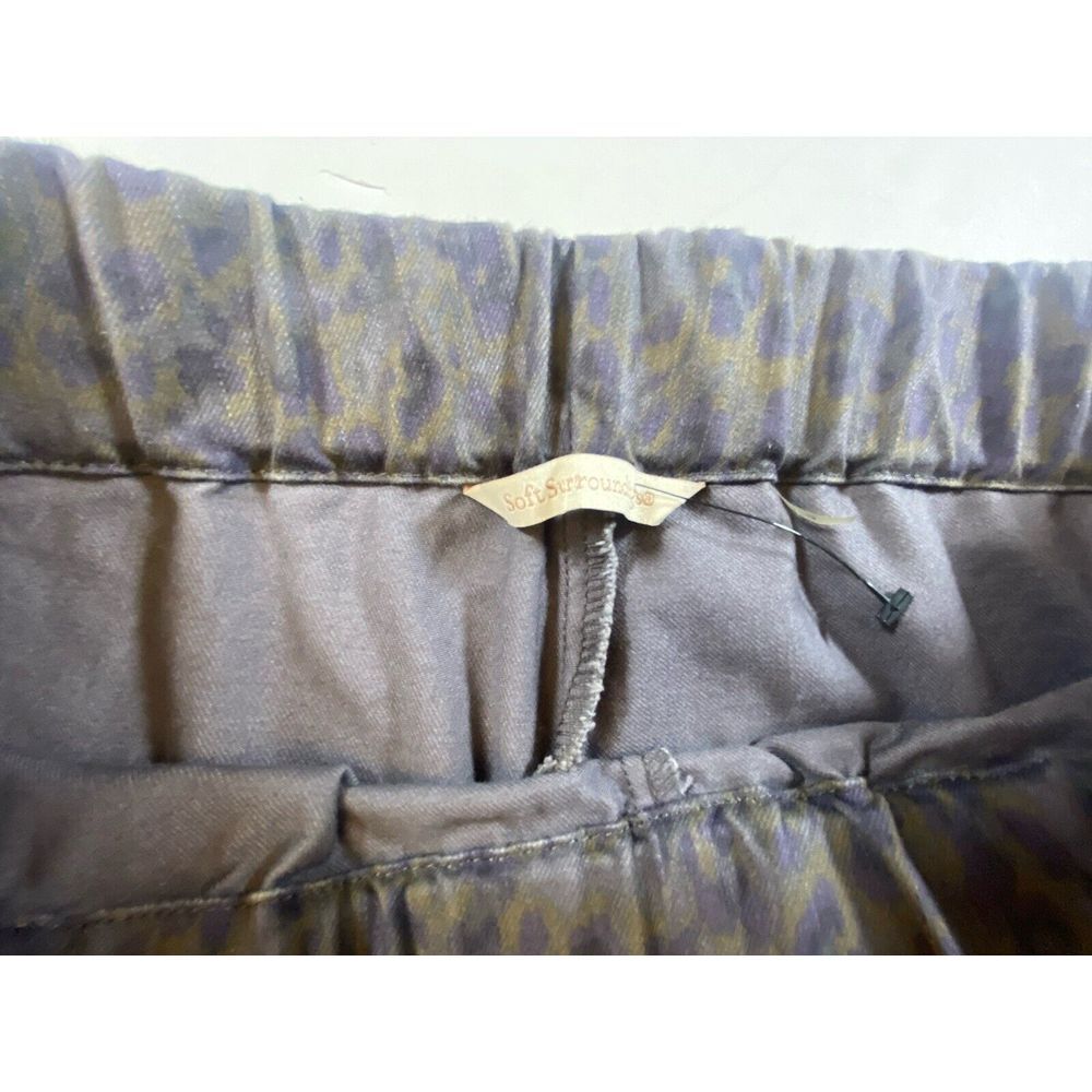 Soft Surroundings Metro Pants Purple Leopard Print Elastic Waist Pull On Large - Picture 3 of 9